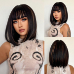 L&uuml;hike kuldne ja pruun parukas koos tukkidega S&uuml;nteetiline parukas Kvaliteetsed Lolita Party Bob juuste parukad naistele