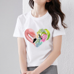 Naiste T-s&auml;rgid, trendid korea stiilis, armsa metsiku tr&uuml;kiga armastusmustri seeria naistele, &otilde;ppurite O-kaelusega pluus, ilus t&ouml;&ouml;lk&auml;imise riietus M