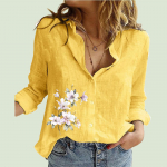 Naiste moodne kaelusega s&auml;rk Kevad-s&uuml;gis puuvillane linane vabaajaprinteriga kardiganpluusid 5XL