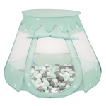 Selonise m&auml;ngutelk 105x90cm/200 palli lossimaja pop up ballpit plastikpallid lastele, piparm&uuml;nt:valge/hall/m&uuml;nt 105x90cm/200 balls