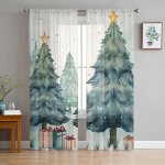 J&otilde;ulud talvemaastik linnuga l&auml;bipaistvad kardinad elutuppa Magamistoa r&otilde;du l&auml;bipaistvad akende rulood K&ouml;&ouml;gi kardinad W135 x H114cm