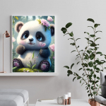 5D DIY Teemantmaal Armas hiiglaslik panda ristpistes komplekt Mosaiik Teemanttikandid Roos T&auml;is&uuml;mmargune/ruudukujuline puur Kodukaunistus Round 30x40cm