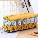 Loominguline suure mahutavusega l&otilde;uendist autopliiatsikarp Koolitarbed Bussi pliiatsikarbid, kott Lastele kirjatarvete pliiatsikoti hoidik kollane