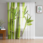 Bambusest valgel taustal l&auml;bipaistvad kardinad magamistuppa Peen Voile kardin Elutoa K&ouml;&ouml;k Sifoonkangast kardinad 135W x 114H(cm)