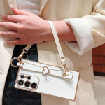 Luksuslik Love Heart pehme randmepaelaga kaetud silikoonist telefonihoidja &uuml;mbris Samsung S25 Ultra S24 FE S23 A55 A15 A25 S22 S22 S21 FE A54 A53 A52 5G Samsung S23 Ultra elevandiluuvalge