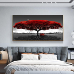 Elupuu Gustav Klimt Maastik Lilled Seinal&otilde;uendimaal Skandinaavia plakat Prindipilt elutoa sisekujunduseks 60x120cm No frame lilla/punane