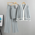 Kevadine ja s&uuml;gisene naiste kootud komplekt Slim Tide kootud kardigan camisole laia s&auml;&auml;rega p&uuml;ksid kolmeosaline &uuml;likond One Size