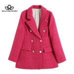 Euroopa Ameerika stiilis uus naiste neljav&auml;rviline tekstuur Kaherealine tipptasemel disain lihtne keskmise pikkusega bleisermantel XS valge