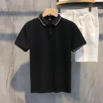 Lapel Meeste mood l&uuml;hikeste varrukatega polos&auml;rk Meeste moebr&auml;nd SummerTT-s&auml;rk Korea &otilde;huke mood Uus mitmek&uuml;lgne topp M must