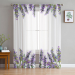 Akvarellkimp lavendlist t&uuml;llkardinatest elutoa kaunistamiseks Moodne loor Sifoonkardinad Magamistoa Sheer Voile 135W x 114H(cm)