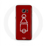 &Uuml;mbris Samsung Galaxy S7 Edge Squid Game logo s&uuml;mbolid ring ruudukujuline kolmnurk punane taust