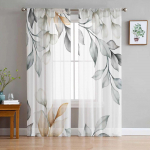 Suvetaimed Lehed Akvarell L&auml;bipaistvad kardinad elutuppa K&ouml;&ouml;k Aknakardinad Magamistoa t&uuml;ll Voile kardinad 135W x 114H(cm)