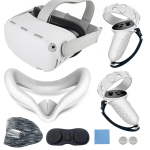 Oculus Quest 2 tarvikute, VR-i silikoon-n&auml;omaski, VR-i kesta kate, Quest 2 puutetundliku kontrolleri k&auml;epideme katte, objektiivi kaitsekatte, &uuml;hekordselt kasutatava silmakatte jaoks valge