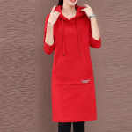 Talvine naiste vabaaja moekirjadega daami varrukatega p&otilde;lvedeni kapuutsiga kleit L must