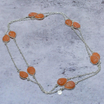 Natural Orange Carnelian Gemstone 925 Sterling Silver Gift Necklace 18 h6d83
