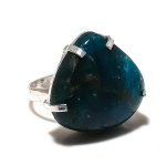 Natural Neon Blue Apatite Gemstone 925 Sterling Silver Ring Size 10 w7q60