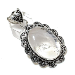 Natural Crystal Quartz Gemstone Handmade 925 Sterling Silver Pendant 2.36 w7t23