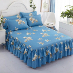 Printsessi lilledega tr&uuml;kitud voodiseelik Kahekihiline voodiseelik Magamistoa voodikate Libisemisvastane madratsikate seelik voodikate voodilina 3pcs 120x200x40cm