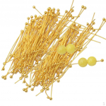 200pcs 30mm Light Golden Brass Ball Pins Eye Head Pin Jewelry Findings needle