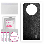 apgo Protective Skin Sticker for the back compatible with ZTE Fresh 50, Wrap Film, Foil, Vinyl - Pattern Black Leather