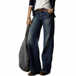 Naiste teksad Retro sirged, &uuml;hev&auml;rvilised, mitmev&auml;rvilised taskud, v&ouml;&ouml;koha keskel, n&ouml;&ouml;bid, t&otilde;mblukk, t&auml;navar&otilde;ivad t&auml;ispikad pikad p&uuml;ksid S helesinine v&auml;rv