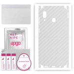 apgo Protective Skin Sticker for the back+sides compatible with Samsung Galaxy A20, Full Wrap Film, Foil, Vinyl - Pattern Transparent Carbon