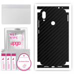 apgo Protective Skin Sticker for the back+sides compatible with Xiaomi Redmi Note 7, Full Wrap Film, Foil, Vinyl - Pattern Carbon Black