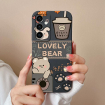 Telefoni &uuml;mbrise kaaned Samsung Galaxy S24 Ultra F15 S24+ A55 A15 M15 Cute Bear Multifilmi mustriga p&otilde;rutuskindel silikoonist pehme kvaliteetne kaitseraua Samsungile Samsung A55