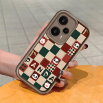 Pehme silikoonist ruudukujulise redeliga printimismustriga telefoni korpus, t&auml;iskaanega kaamera p&otilde;rutuskindel kaitse kummist &uuml;mbris Xiaomi Redmi jaoks Redmi Note 9S pruun