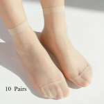 10 paari sokke Naiste vabaaja elastsed siidised seksikad l&auml;bipaistvad &otilde;hukesed &uuml;hev&auml;rvilised l&uuml;hikesed sokid 10pairs beež