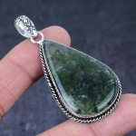 Moss Agate Gemstone Handmade 925 Sterling Silver Gift Jewelry Pendant 2.44 z6q70