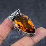 Citrine Gemstone Handmade 925 Sterling Silver Jewelry Gift Pendant 1.97 a9h92