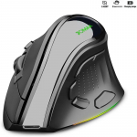 9 nupuga RGB taustvalgustusega ergonoomiline vertikaalne juhtmevaba hiir 4000 DPI BT kaherežiimiline laetav juhtmevaba vaikne hiir lauaarvutile must