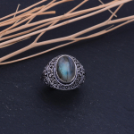 Natural Labradorite Gemstone Handmade 925 Sterling Silver Ring Size 6.75 n8m12