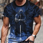 Uus suvine meeste moe T-s&auml;rk Personality Angel Knight tr&uuml;kitud meeste T-s&auml;rk top 3XL sinine
