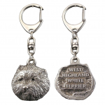 West Highland White Terrier, Westie, Westy - Silver-plated key ring with a dog in a gift box, handbag decoration, backpack pendant by Art-Dog brand