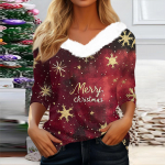 3/4 varrukatega s&auml;rgid naistele J&otilde;ulutr&uuml;kiga graafilised t-s&auml;rgid Pluusid Suures suuruses vabaaja n&ouml;&ouml;biga topid Pullover M veini