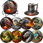 8 t&uuml;kki/komplekt teemantv&auml;rvitud draakonimustriga alusaluseid koos sulgudega DIY rannaalused algajatele ja t&auml;iskasvanutele, kunsti- ja k&auml;sit&ouml;&ouml;tarbed kingitused 8PCS/Set
