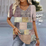 Vintage naiste T-s&auml;rk V-kaelusega teksariidest tr&uuml;kitud l&uuml;hikeste varrukatega s&auml;rk Harajuku t&auml;navar&otilde;ivad Riietus vabaaja pullover T-s&auml;rk naistele Uus S