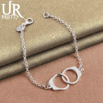 925 h&otilde;bedast t&auml;isringikujulise s&otilde;rmuse disainiga keti k&auml;ev&otilde;ru, moodsad pulmaehted 20CM