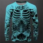 3D-prindiga Skeleton Skulls Muster T-s&auml;rgid Meeste pikkade varrukatega vabaaja mood T-s&auml;rk Top dressipluus Hingav t&auml;navar&otilde;ivad lahtised s&auml;rgid S