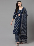 Disainer naiste Kurta Pant Dupatta komplekt Bollywood Top Tuunic India Kurti Salwari &uuml;likonnakleit S sinine
