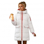 Talvine sulemantel, paksendatud polsterdatud pl&uuml;&uuml;sist kapuuts, suured taskud keskmise pikkusega tuulekindlad pikad varrukad soojust hoidev soe igap&auml;evane &uuml;ler&otilde;ivas puuvillane jope XXL beež