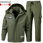 Meeste ja naiste tuulekindel veekindel paksendatud sametist talvejope &uuml;likond &ndash; k&uuml;lmakindel soe t&ouml;&ouml;riietus v&auml;listingimustes. 2XL180 armee roheline v&auml;rv