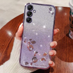 Telefoni&uuml;mbris Samsung Galaxy A55, A35, A25, A15, A05s jaoks, v&auml;lklambiga roosa lillega l&auml;bipaistev l&ouml;&ouml;gikaitsega luksuslik teemantl&auml;ikega kaitse&uuml;mbris Samsung Galaxy A05s