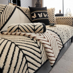 Paksemad pehmed diivanikatted Talvine soe pehme diivani kate Libisemisvastane lehed Jacquard diivanir&auml;tik elutoa kodukaunistamiseks 90x180cm must