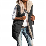 Talv S&uuml;gis Naiste &Uuml;hev&auml;rviline Kapuutsiga Vest Kahepoolne Kantav Slim Vest XXL must
