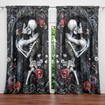 2 tk Skeleton Aesthetics Prinditud kardin kodukaunistuseks &ndash; varrastega tasku aknahooldus magamistoa, kontori, k&ouml;&ouml;gi, elutoa jaoks 52.5cmX116cm X 2pcs