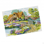 stitch set, DIY Embroidery Kit 11ct Fabric Beautiful Patterns Ornaments Landscape Painting Home