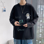 Tr&uuml;kitud s&uuml;gistalvine kampsun meeste kevad ja s&uuml;gis 2024 Korea uus &uuml;mmargune kaelus, vaba topp &scaron;ikk Hongkongi stiilis trendikas M valge